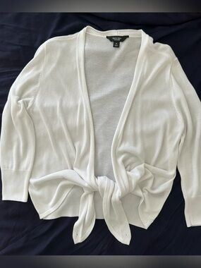 Simply Vera Vera Wang White Tie-Front Open Cardigan